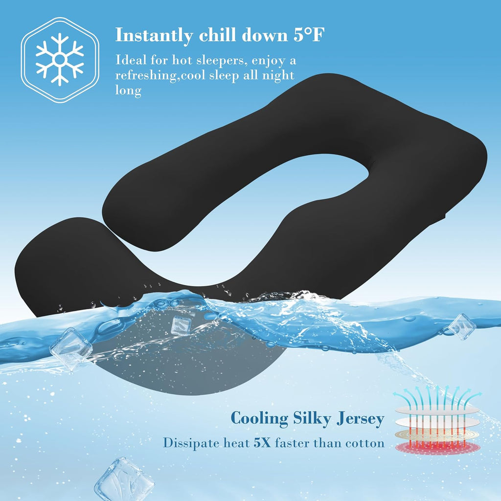 Cute Castle Cooling Cover Pregnancy Pillows, Soft U-Shape Maternity Pillow with Removable Cover - Full Body Pillows for Adults Sleeping…