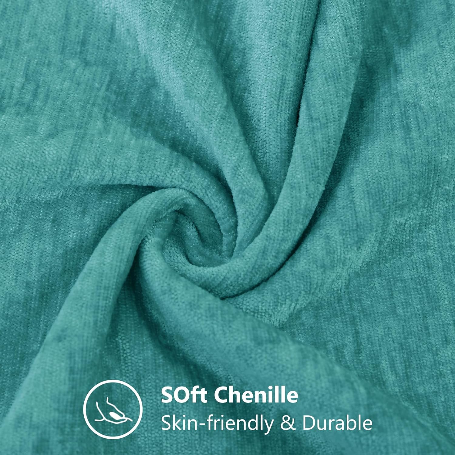 decorUhome Chenille Turquoise Summer Throw Pillow Covers 22x22 Inch Set of 2, Decorative Soft Couch Pillow Covers Solid Dyed Accent Farmhou…