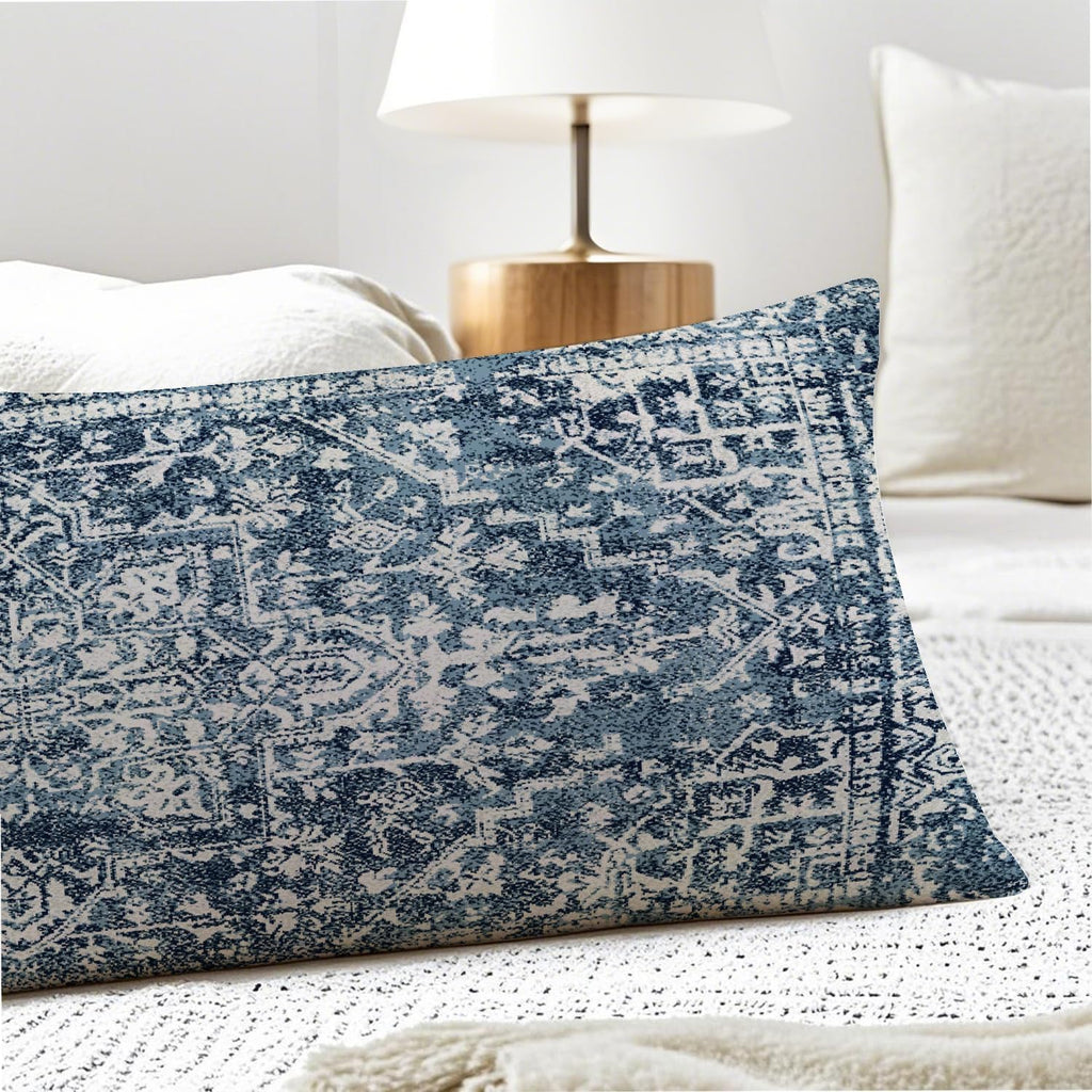 Vintage Boho Navy Blue Tribal 20x54 Body Pillow Cover, Retro Boho Blue Ethnic Moroccan Decorative Long Body Pillow Cases for Bed Couch