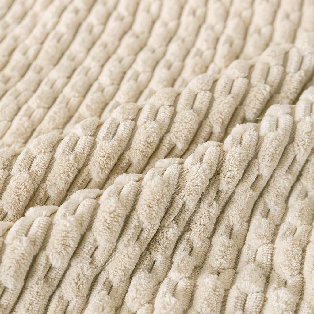 Cozoomy Set of 4 Beige Decorative Throw Pillow Covers 20x20 Inch Corduroy Pillow Covers for Bed Couch Sofa Living Room Soft Square Cushion…