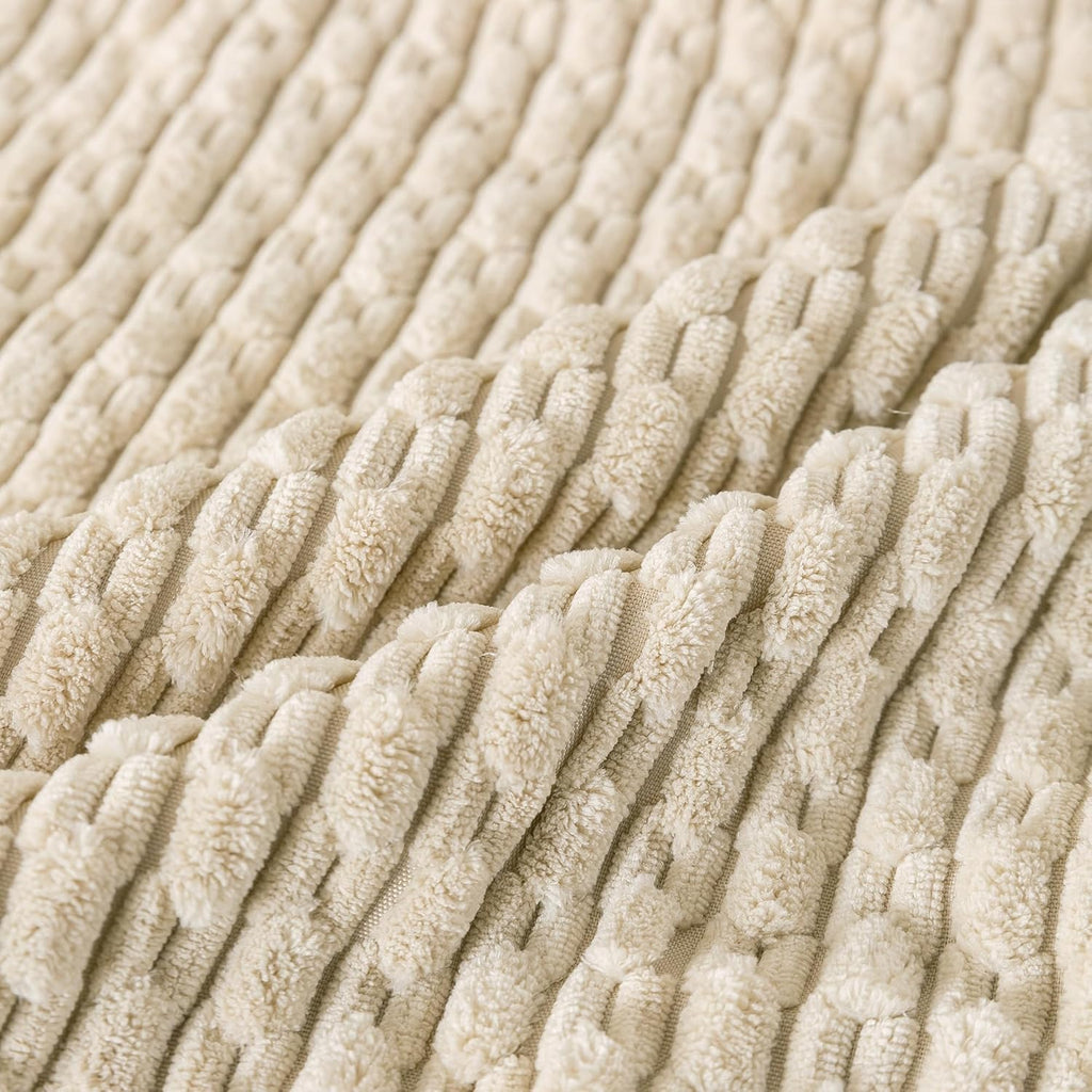 Cozoomy Set of 4 Beige Decorative Throw Pillow Covers 16x16 Inch Corduroy Pillow Covers for Bed Couch Sofa Living Room Soft Square Cushion…