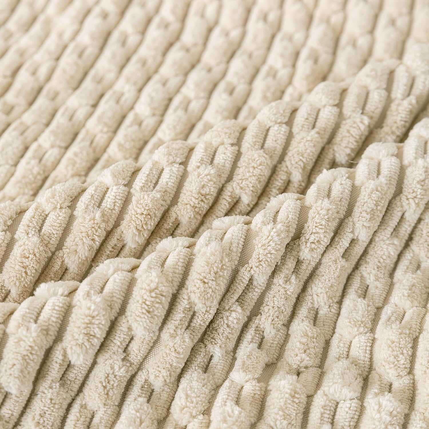 Cozoomy Set of 4 Beige Decorative Throw Pillow Covers 26x26 Inch Corduroy Pillow Covers for Bed Couch Sofa Living Room Soft Square Cushion…