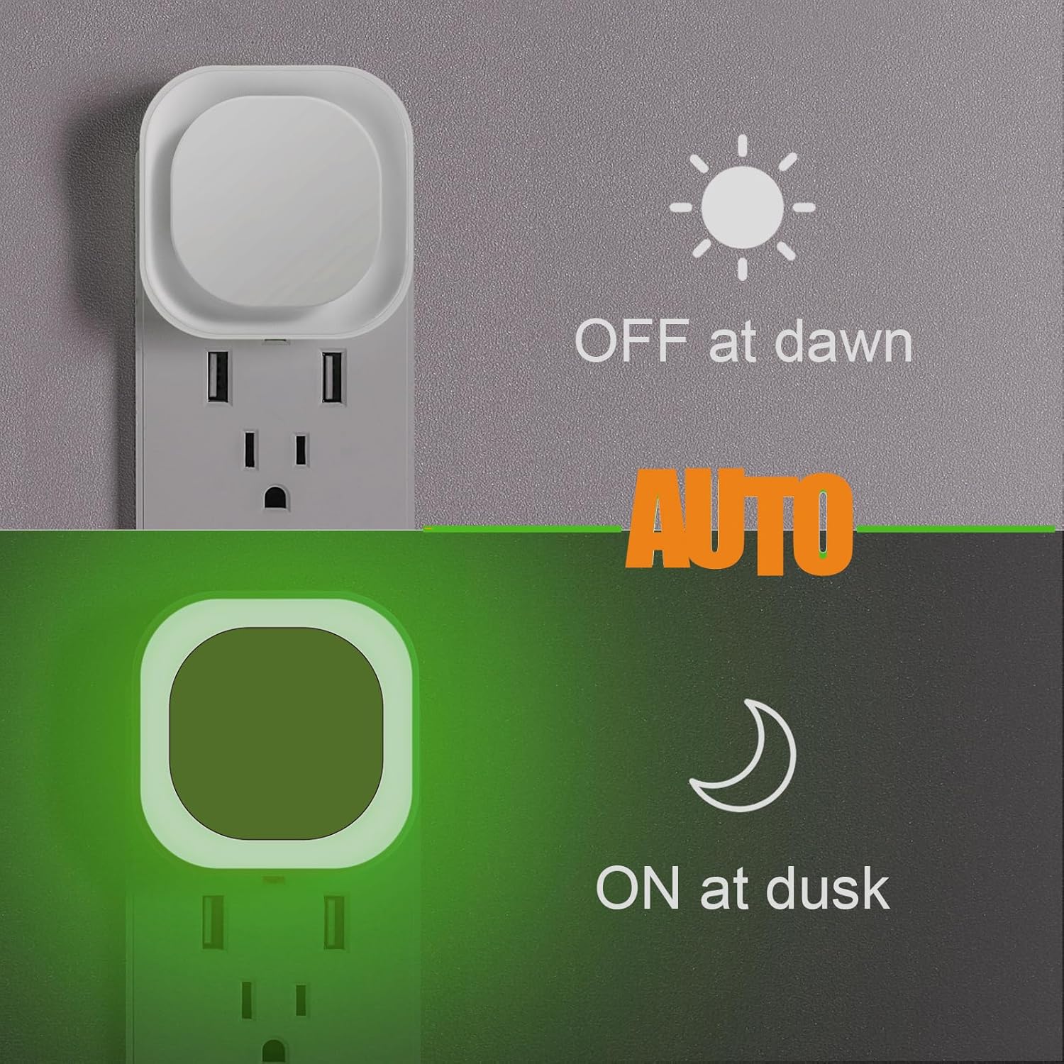 YUNLEX 2 Pack Green Night Light, Dimmable Soft Glow & Indirect Reflection, Auto Dusk to Dawn Sensor, Plug in Nighlight for Home Bar, Game…