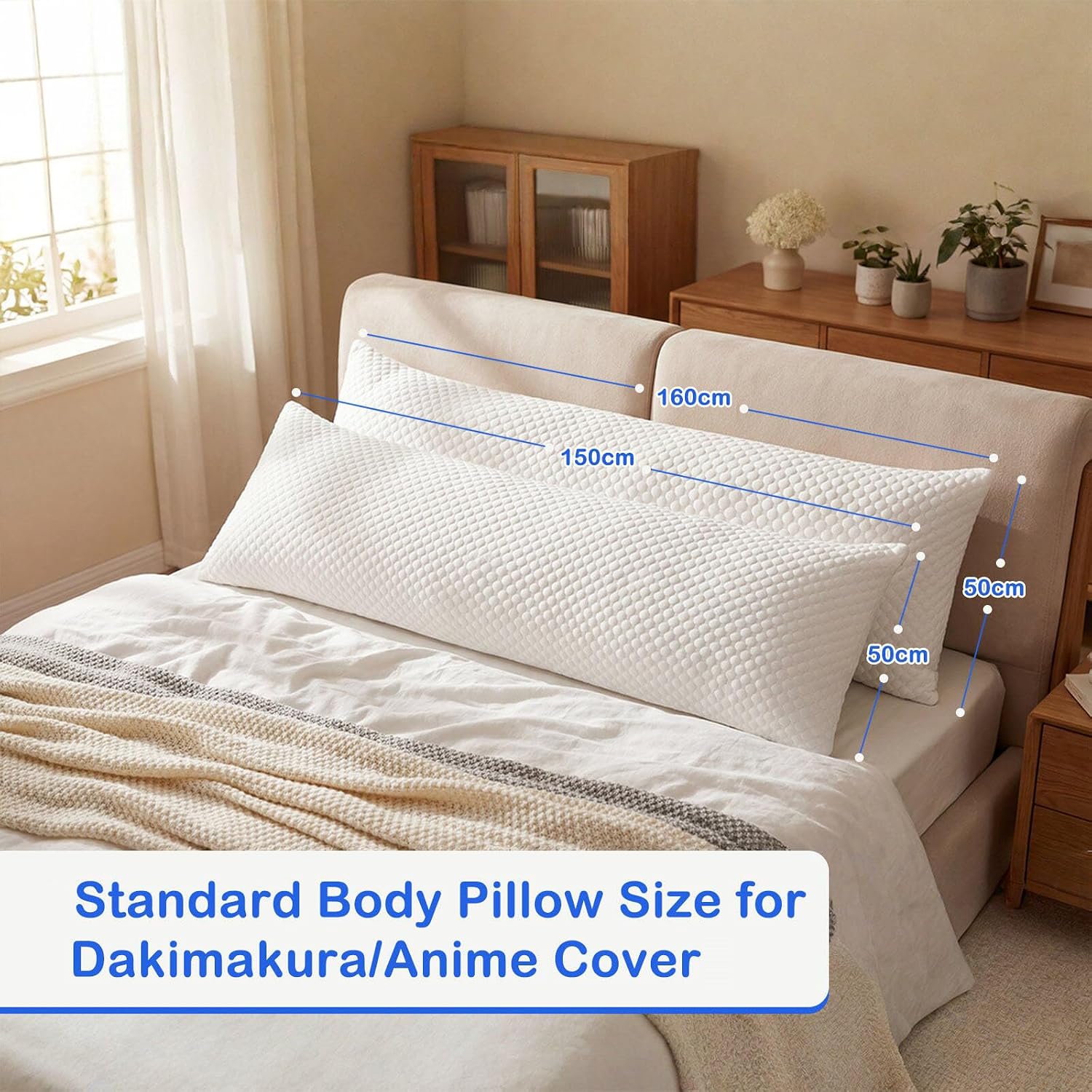 Zituop Dakimakura Pillow 150x50cm with Washable Cooling Cover, Shredded Memory Foam 20x60 inch Body Pillow Large Long Pillow for Anime…