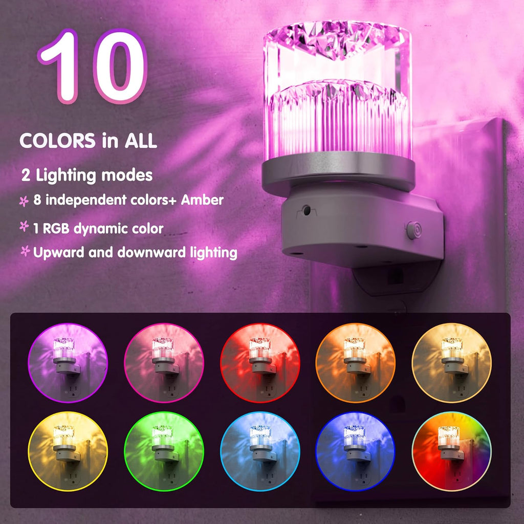 L LOHAS LED Night Light, Night Lights Plug into Wall with 10 Color Change RBG Nightlight Plug in Wall, Built in Dusk to Dawn Sensor for…