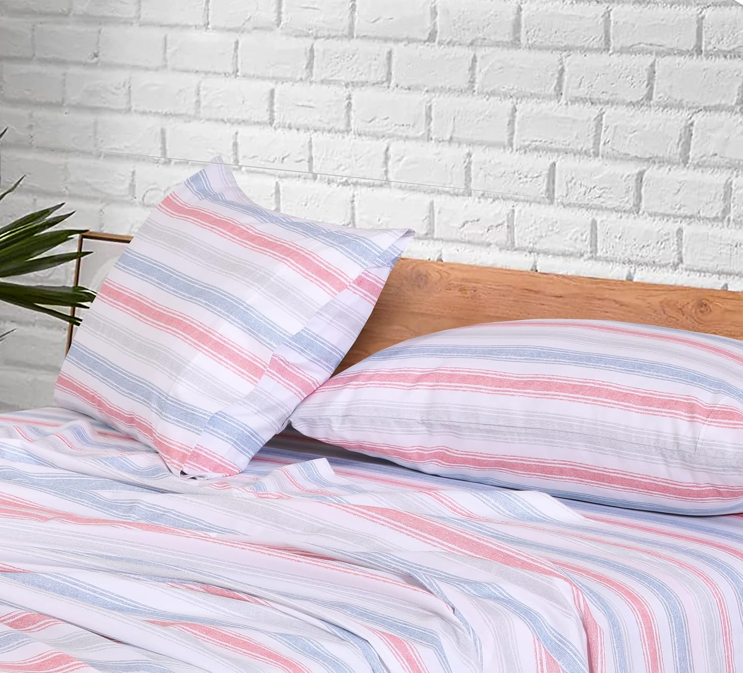 Ruvanti 100% Cotton Percale Sheets Queen Size – Crisp Cooling Bed Sheets for Hot Sleepers, Deep Pocket 16”, Soft Breathable & Durable Hotel…