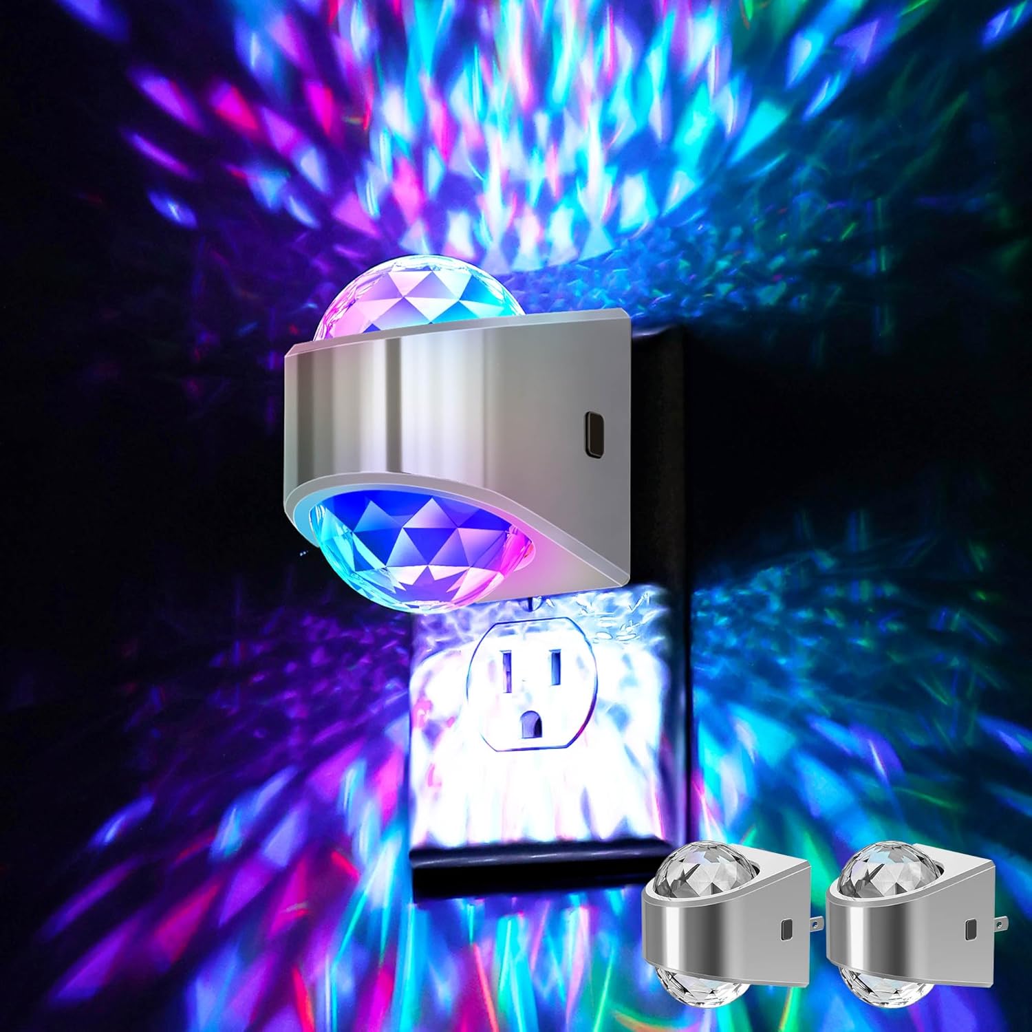 Night Lights Plug into Wall, Star Projector for Bedroom, Silver Night Light Projector for Kids, 9-Color RGB Galaxy Nightlight with Dusk…