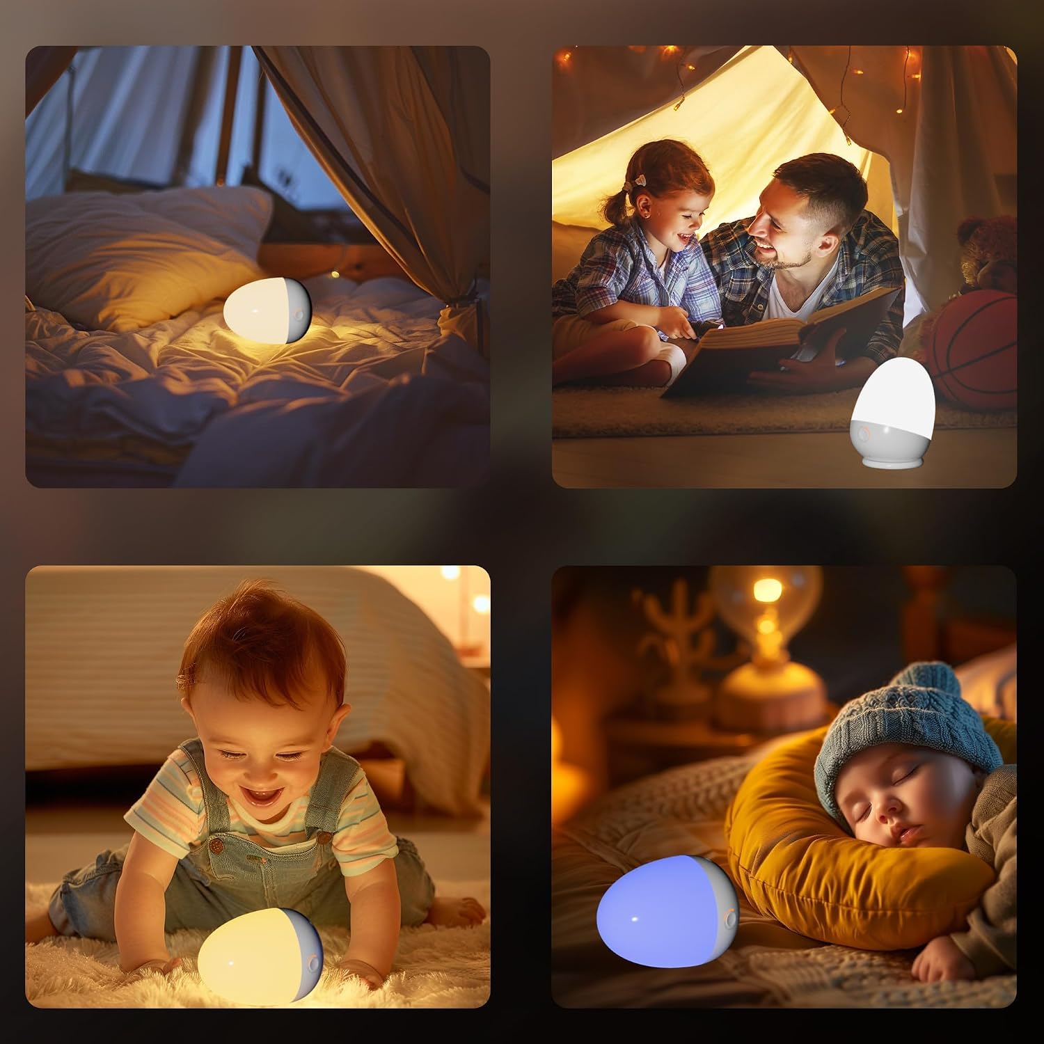 Zuzukid Touch Egg Night Light for Baby Nursery, Rechargeable Portable Kids Nightlight Lamp with 1-6H Feeding Timer, 3 Color Temperatures Di…