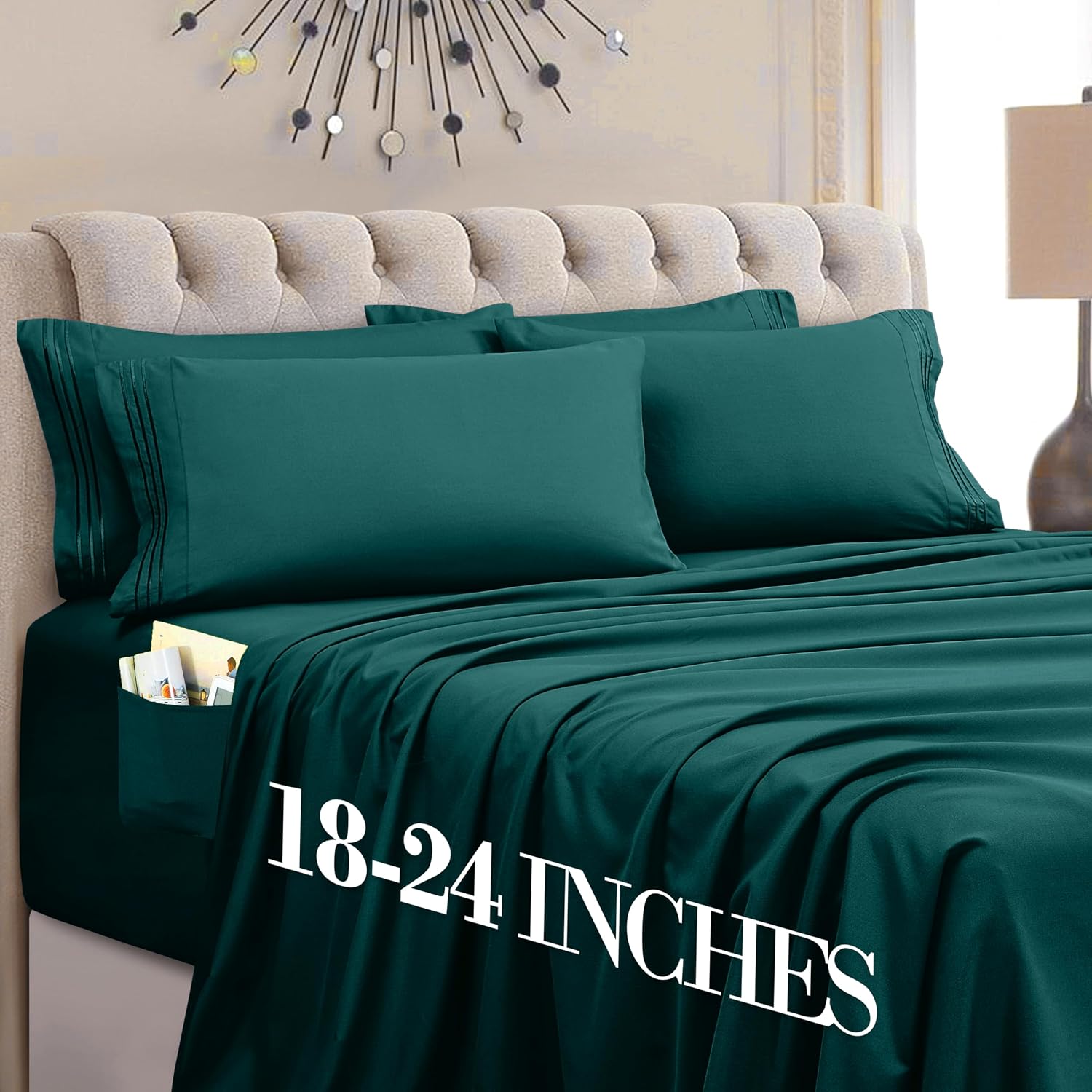 MocassiLuxuryBedding Mocassi Luxury 4-Piece Sheet Set, Ultra Soft 1800 Hotel Quality Microfiber Sheet Set, Fits Mattresses Up to 18 to 24 I…