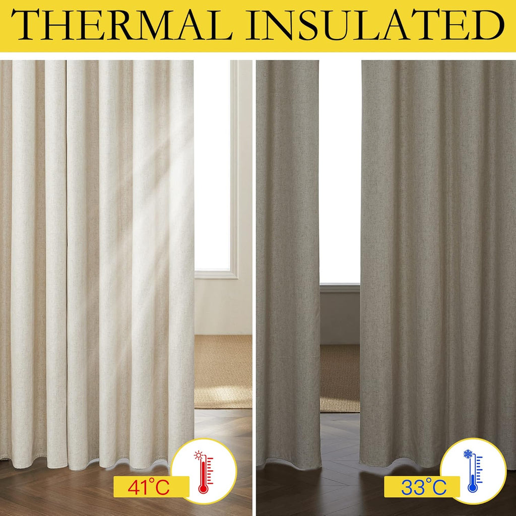NICETOWN Farmhouse Style Keep Warm Large Window Draperies 108 inches Length with Thermal Insulated Liners, 2 Panels, 52" W, Full Blackout…