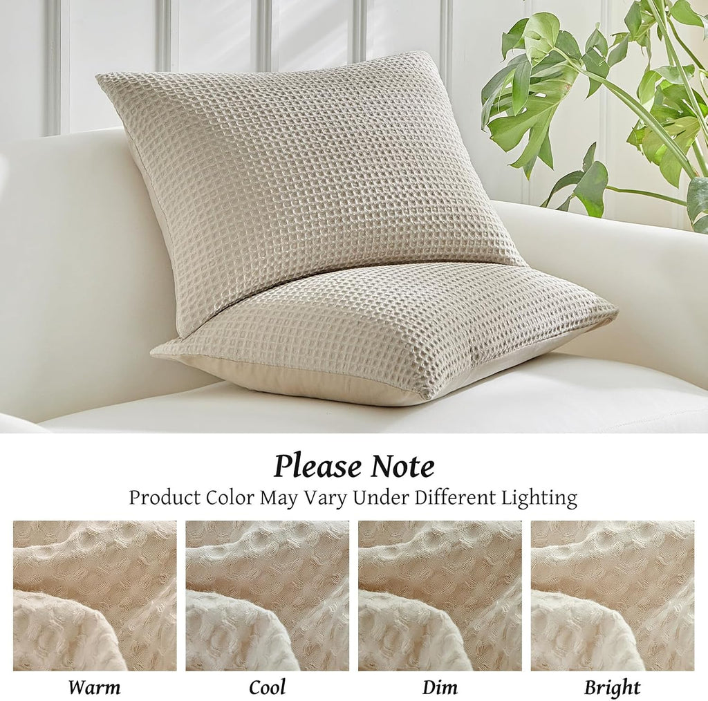 Warmdern Waffle Weave Pillowcases Standard Size 4 Pack Pillow Cases Soft Microfiber Pillow Case Covers Set of 4 Boho Woven Textured Pillowc…