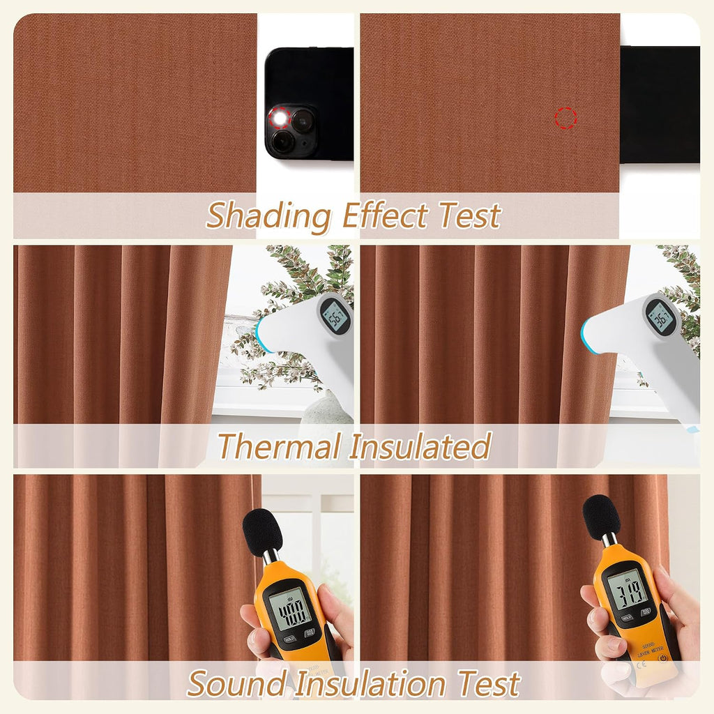 Guken Terracotta 100% Blackout Curtains 108 Inch Length 2 Panels Set Fall Curtains for Living Room Bedroom Back Tab Thermal Insulated Black…