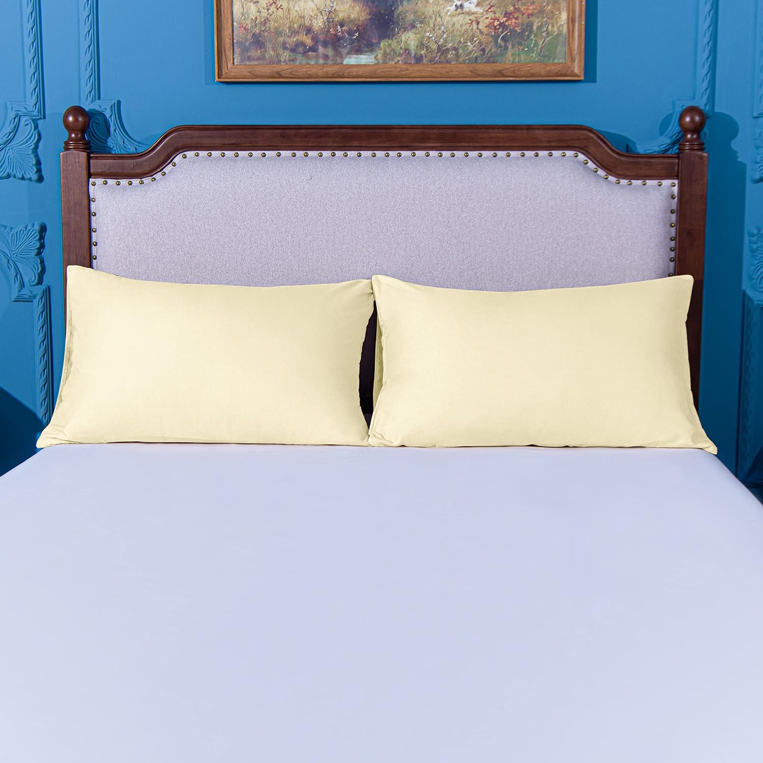 Ntbay King Pillowcase Set - 2 Pack Brushed Microfiber 20x36 Pillowcases - Soft, Wrinkle-Free, Fade-Resistant, Stain-Resistant, Ivory Pillow…