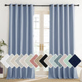 NICETOWN Stone Blue Vintage Linen 100% Blackout Curtains for Living Room, Thermal Insulated Curtains 84" Long, Noise Reducing Window…