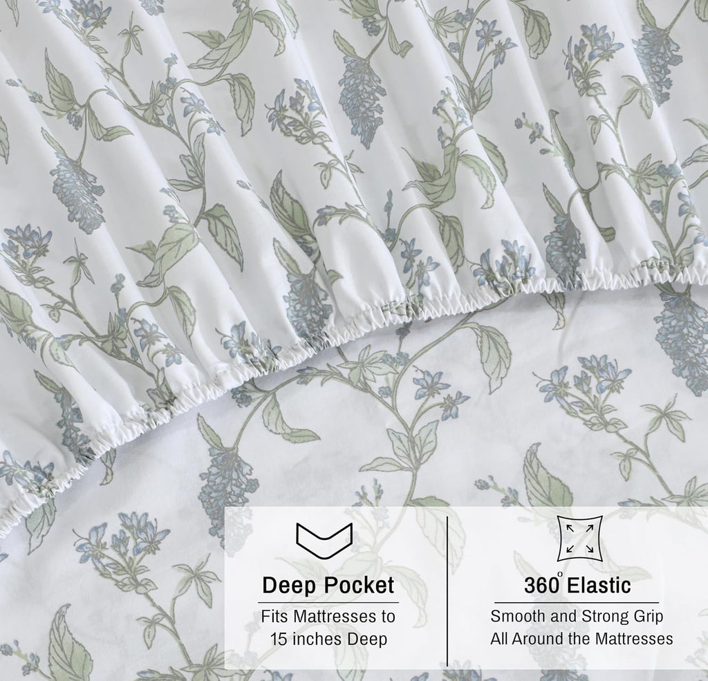 Ruvanti 100% Cotton Organic Percale Sheets Full Size – Crisp Cooling Bed Sheets for Hot Sleepers, Deep Pocket 15”, Soft Peach Finish, Breat…