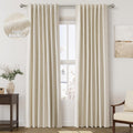 Nanspring Beige 100% Blackout Linen Curtains 84 Inch Length 2 Panels Set for Bedroom Back Tab Rustic Country Farmhouse Decor Black Out Curt…