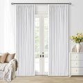 Twodrapes Snow White Pinch Pleated Blackout Linen Curtains 86 Inches Long for Bedroom Pleated 100% Black Out Drapes with Liner Modern Farmh…