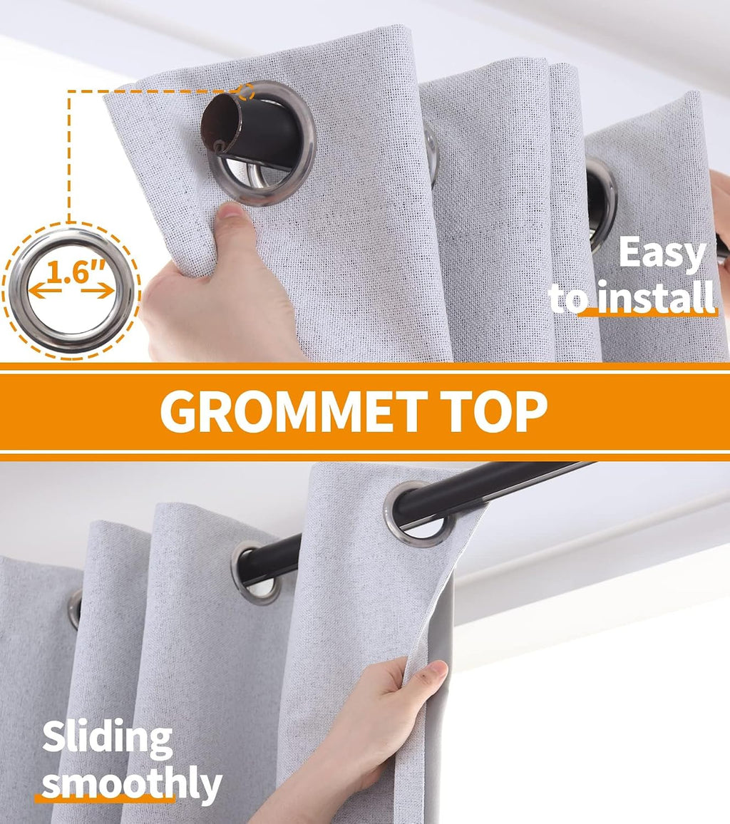 YoungsTex White Linen Blackout Curtains 72 Inches Long for Living Room, Thermal Insulated Winter Drapes with Grommet Energy Saving for Bedr…