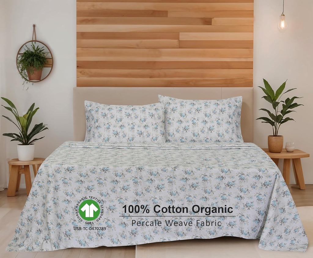 Ruvanti 100% Cotton Organic Percale Sheets Twin XL Size – Crisp Cooling Bed Sheets for Hot Sleepers, Deep Pocket 15”, Soft Peach Finish, Br…