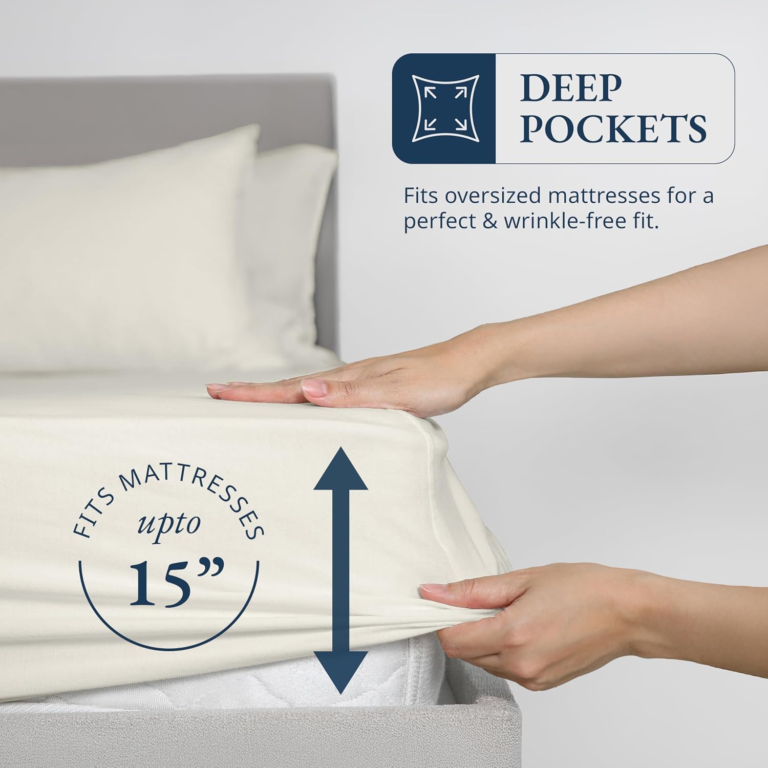 LANE LINEN King Size Fitted Sheet, 100% Organic Cotton, 3-Piece Set (1 Fitted Sheet & 2 Pillowcases), Percale Weave, Ultra Soft…