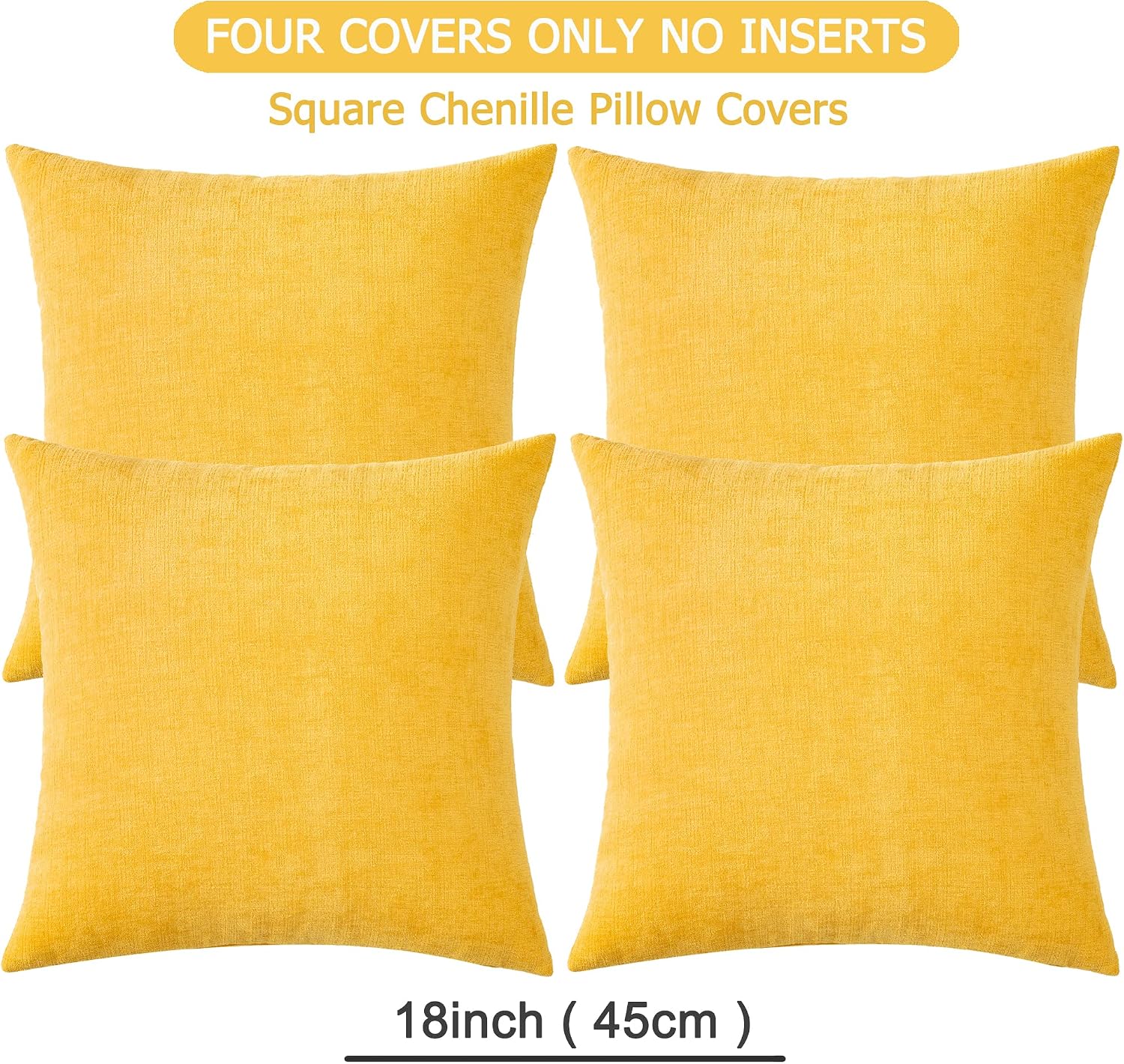 Gawamay Decorative Square Throw Pillow Covers 18"x18" Inch Set of 4, Super Soft Chenille Pillows Cover Fall Pillowcase for Living Room Bedr…