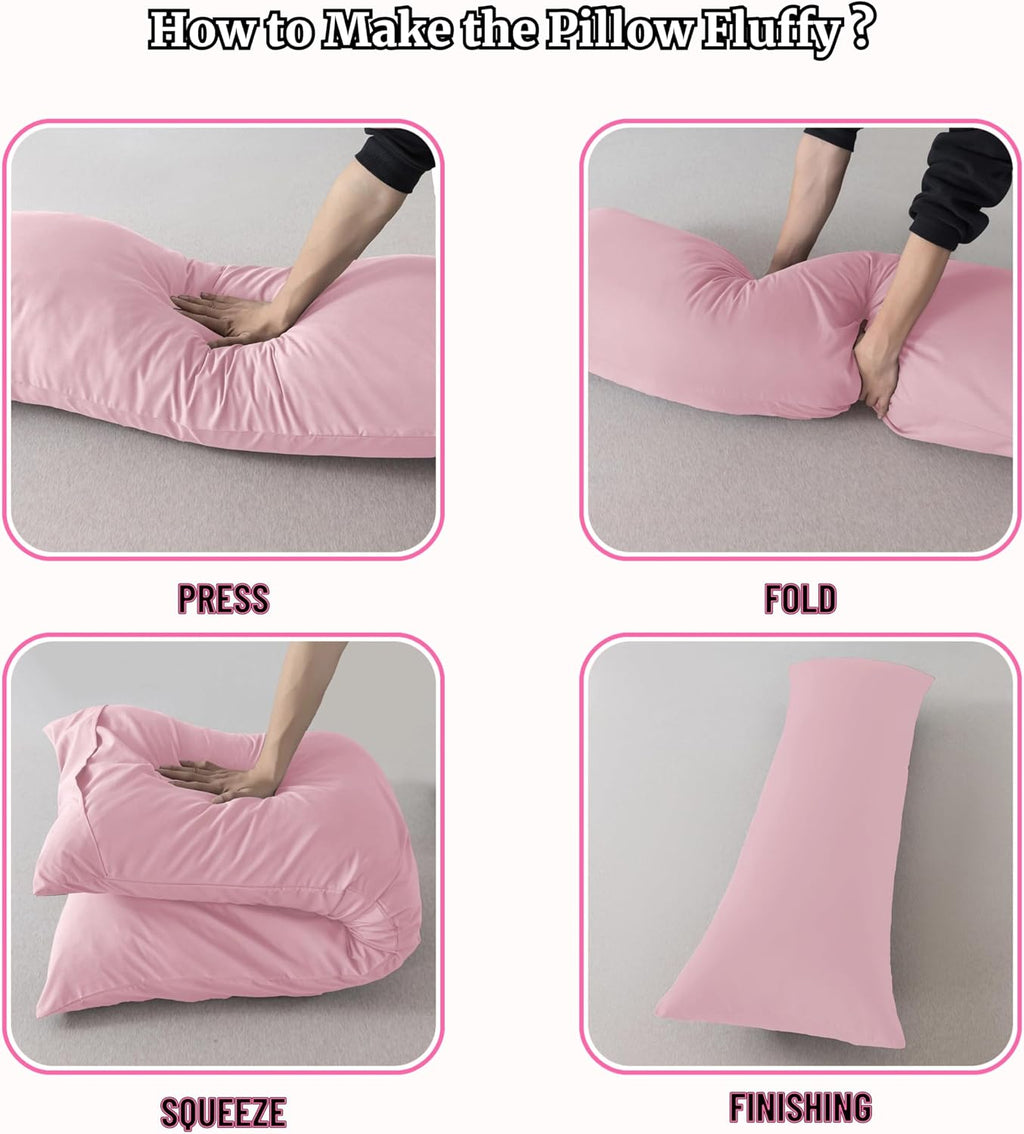 Ubauba Memory Foam Body Pillow with Cover, Full Large Body Pillows Insert for Adults with Envelope Closure Pillowcase, Firm & Fluffy Long…