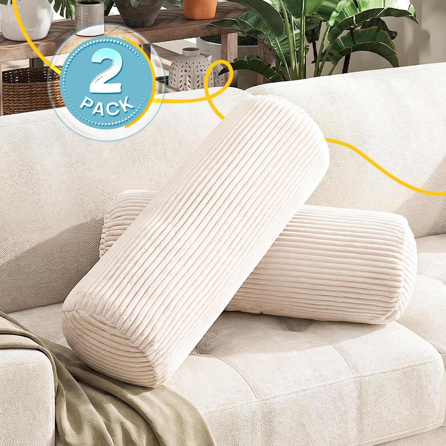 1Middleone 1 MIDDLE ONE Body Pillow, Memory Foam Body Pillows for Adults Sleeping, Decorative Bolster Pillow for Couch and Bed, Long Cylind…