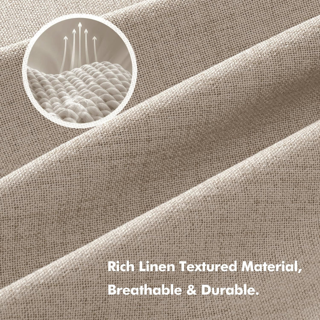 Miulee 100% Blackout Linen Curtains for Bedroom, Taupe Solid Luxury Decor Thermal Insulation Room Darkening Drapes for Living Room Nursery…