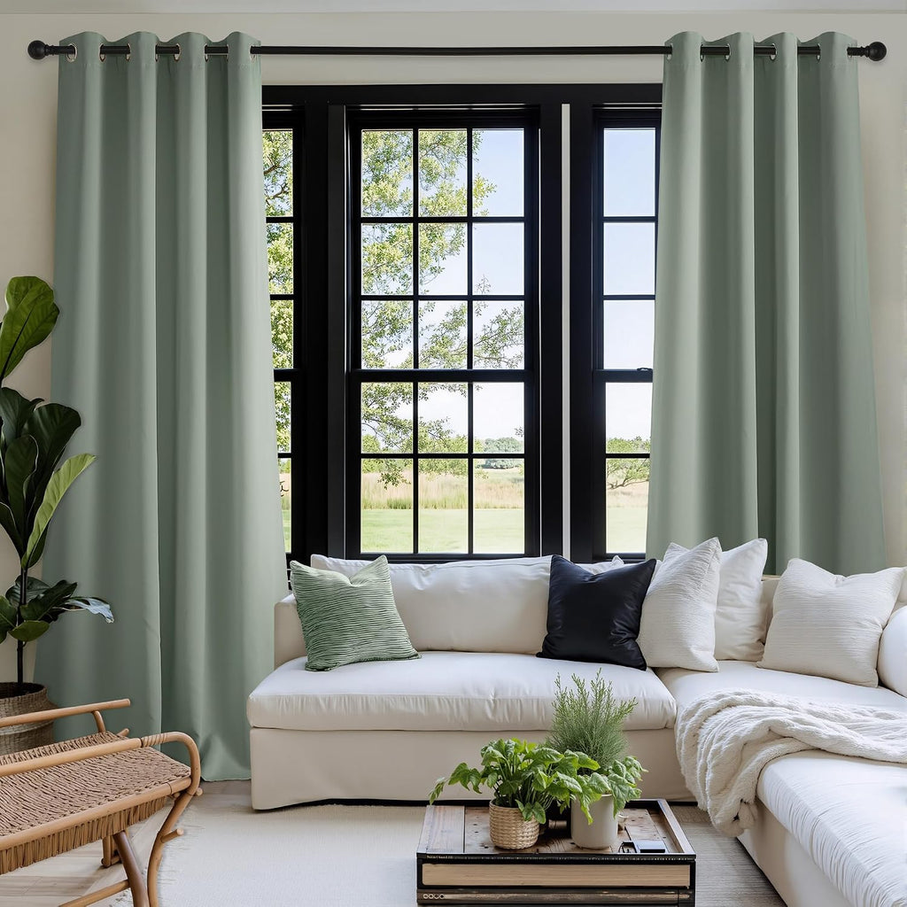 Nicetown Room Darkening Draperies Curtains Panels, 2 Panels Sage Green W52 x L84 Green