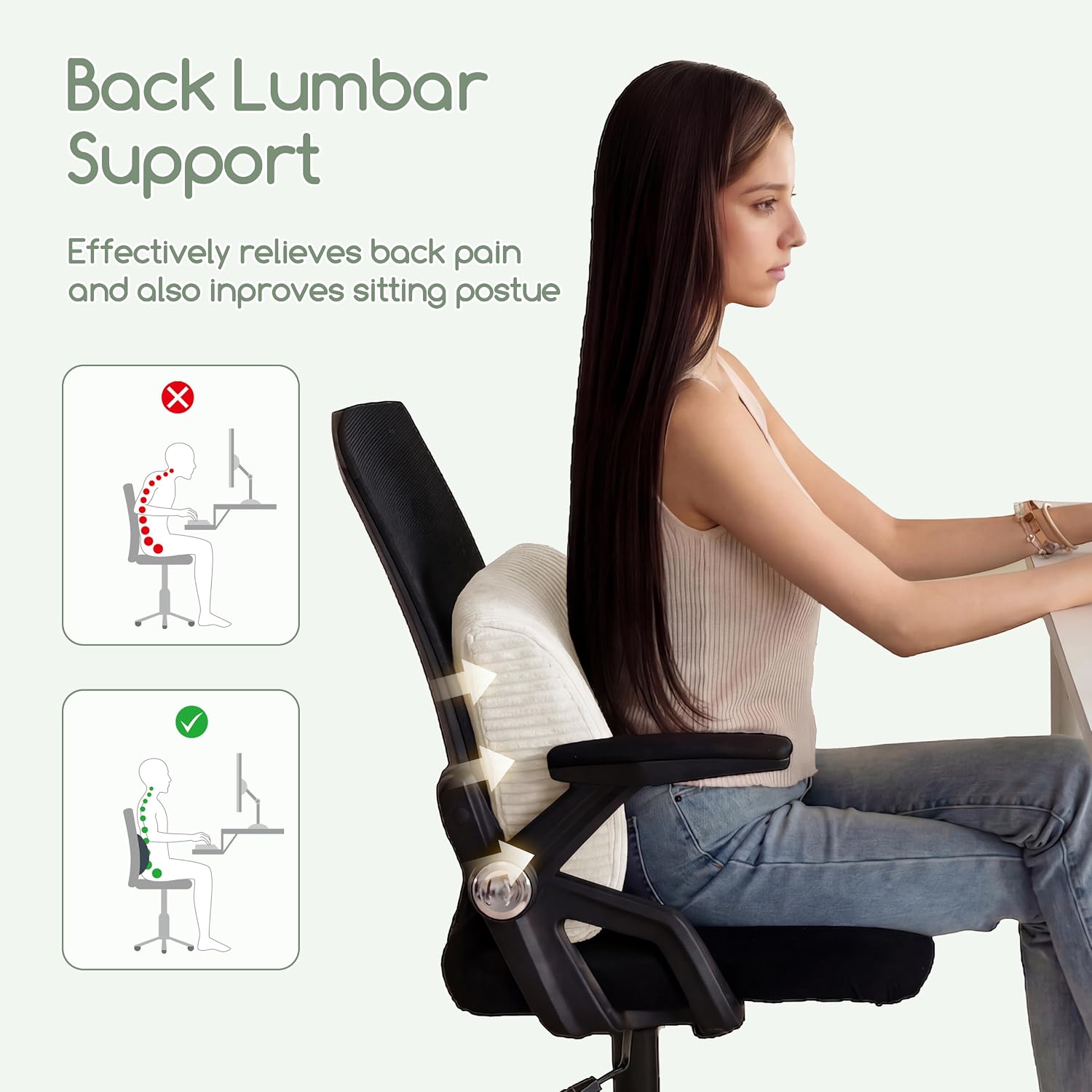 Higogogo Lumbar Support Pillow for Recliner Chair/Accent Chair/Couch, Extra Large Memory Foam Back Support Cushion for Elderly, Recliner Cu…