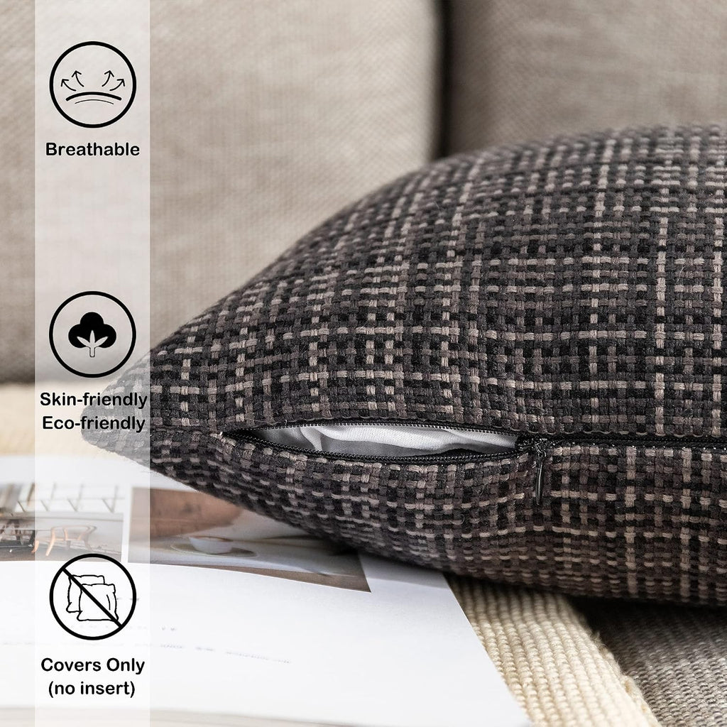 Kevin Textile Pack of 2 Decorative Outdoor Waterproof Throw Pillow Covers Stripe Square Pillowcases Modern Cushion Cases for Patio Couch…
