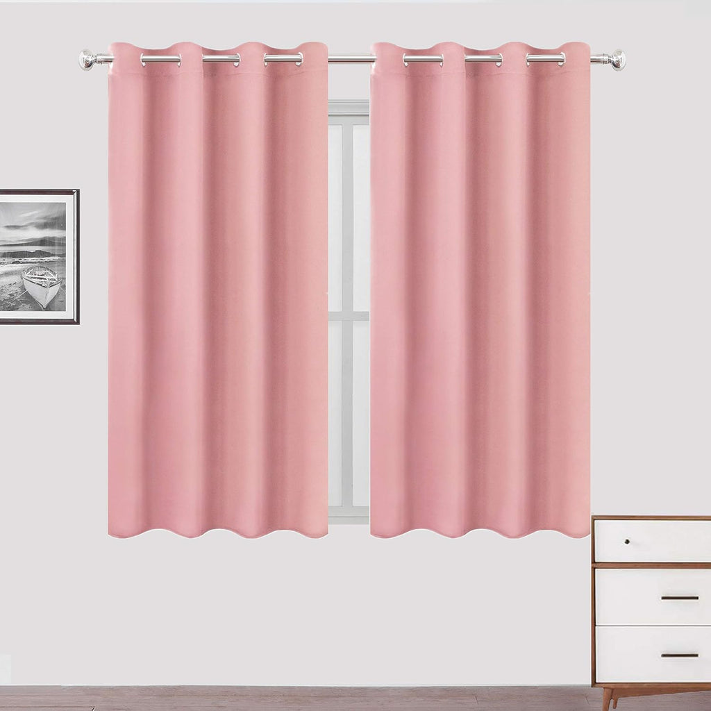 Lemomo Pink Thermal Blackout Curtains/52 x 72 Inch/Set of 2 Panels Room Darkening Curtains for Bedroom 72 Inch Pink