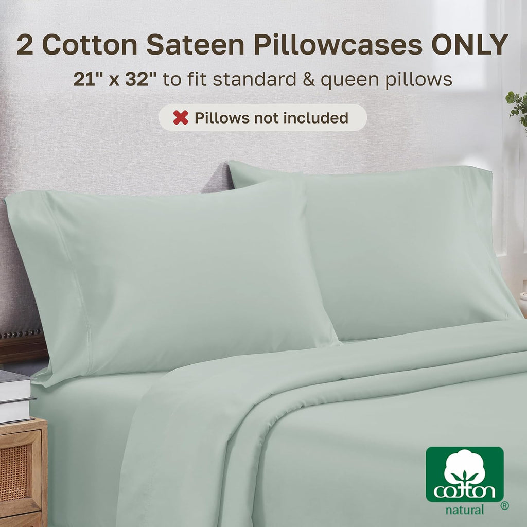 CaliforniaDesignDen California Design Den Heirloom Soft, Smooth & Thick Certified 800 Thread Count 100% Cotton Sateen, 2 Pillow Cases Stand…