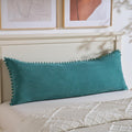 Fancy Homi 1 Pack Teal Long Lumbar Body Decorative Throw Pillow Covers 14x36 Inch with Pom-poms for Couch Sofa Bed, Farmhouse Boho Rustic…