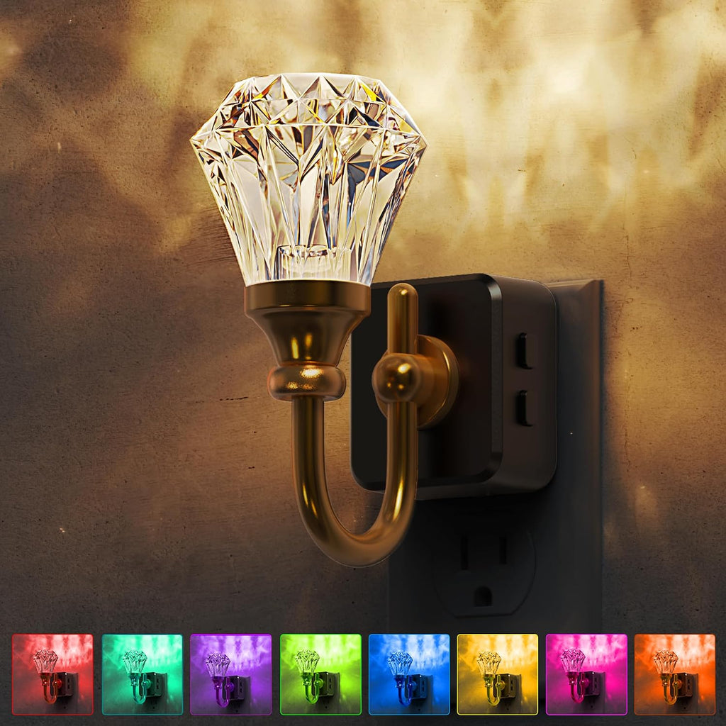 L LOHAS LED Night Lights Plug into Wall -10-Color Changing RGB Floral Night Lights with Auto Sensor, 3 Brightness Levels, Rotatable Plug…