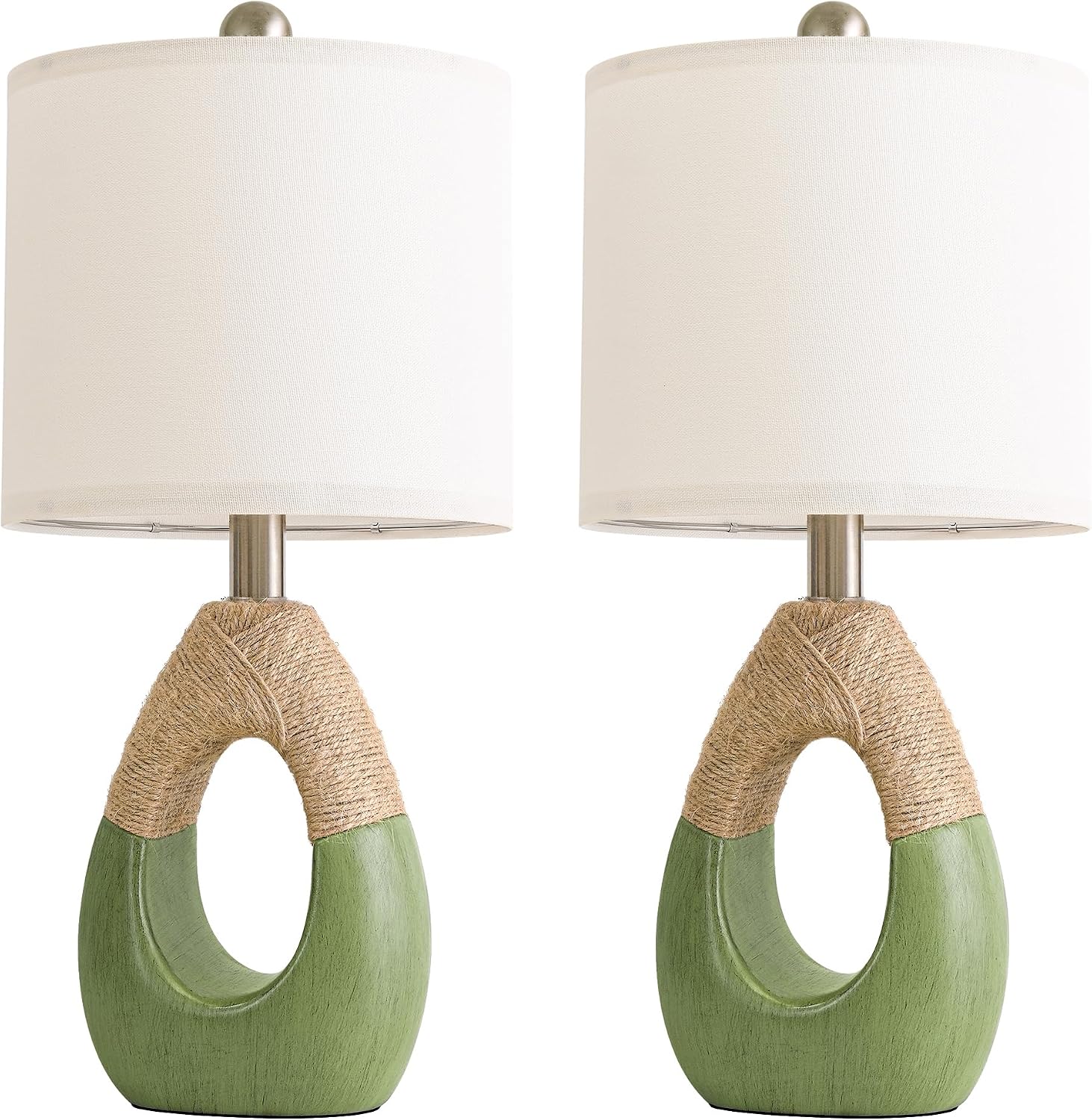 OYEARS 19" Table Lamps Set of 2, Bedside Lamps for Living Room, Lamps for Bedroom, Farmhouse Rattan Table Lamp, Small Space Nightstand…