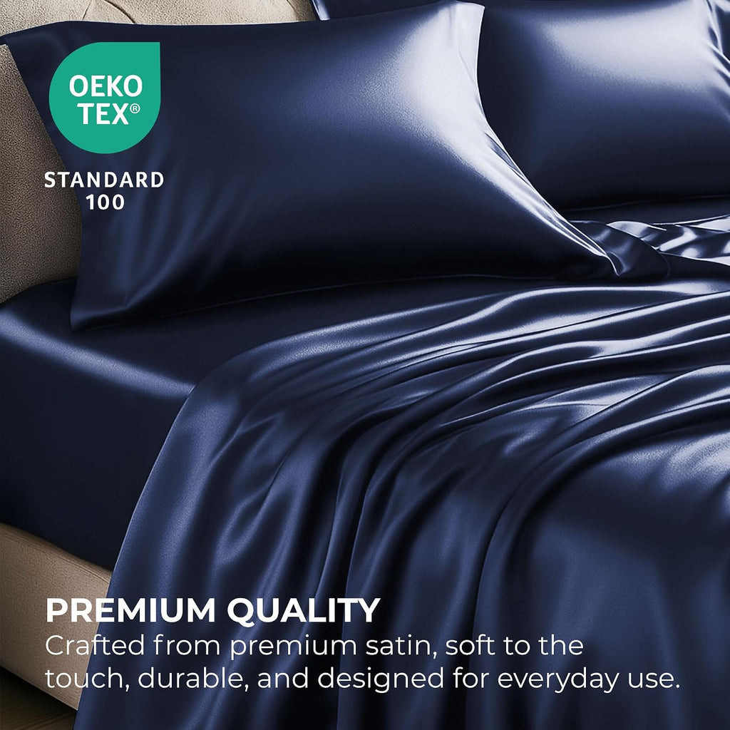 PureBedding Pure Bedding Satin Sheets Twin Hotel Luxury Silky Bed Sheets - Extra Soft 1800 Microfiber Sheet Set, Wrinkle, Stain Resistant -…