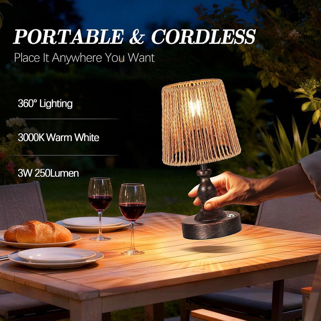 PARTPHONER Mini Cordless LED Table Lamp, 5200mAh Rechargeable Battery Operated Lamp, 3-Level Brightness, Touch Dimmable Desk Lamp…