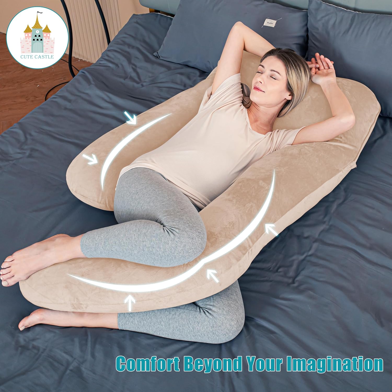 Cute Castle Pregnancy Pillows, Soft U-Shape Maternity Pillow with Removable Cover - Full Body Pillows for Adults Sleeping - Pregnancy…