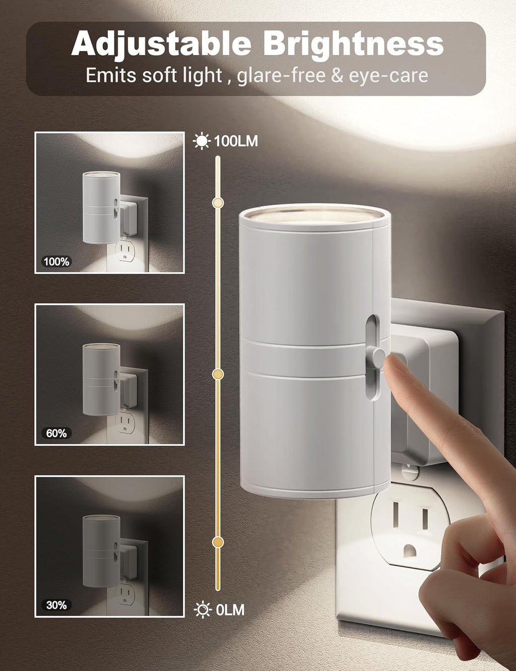 JandCase Night Lights Plug into Wall, Dimmable Night Light Plug in, Modern Night Light Dusk to Dawn Light Sensor, Cool White 5000K…