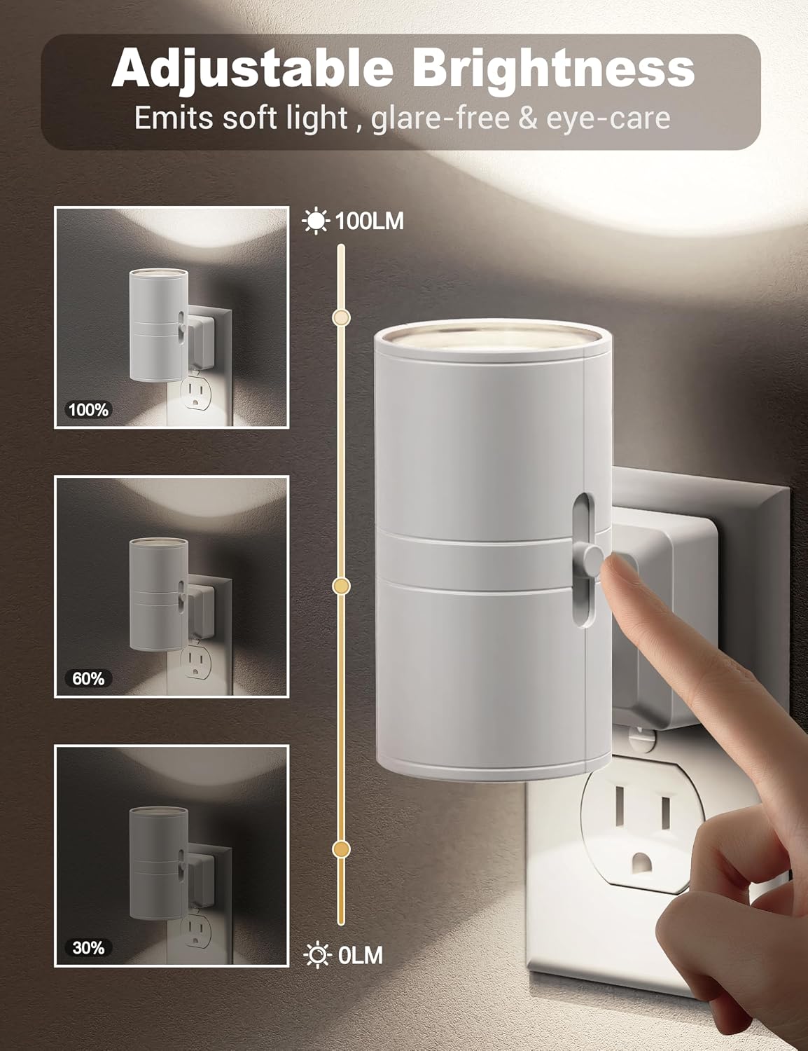 JandCase Night Lights Plug into Wall, Dimmable Night Light Plug in, Modern Night Light Dusk to Dawn Light Sensor, Cool White 5000K…