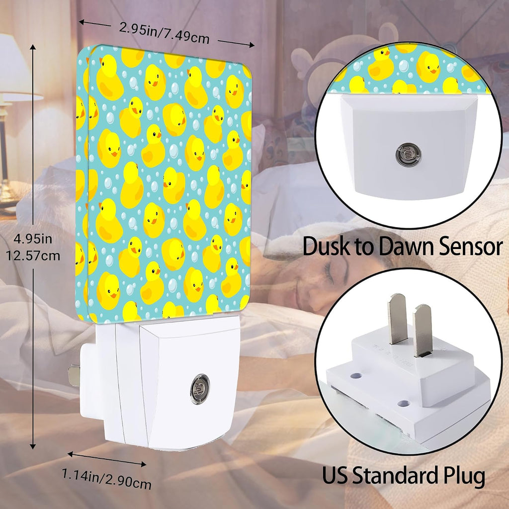 Yellow Rubber Ducks Night Light, Dusk to Dawn Smart Sensor Nightlight for Bedroom Bathroom Kitchen Hallway Stairs Hallway, Plug-in…