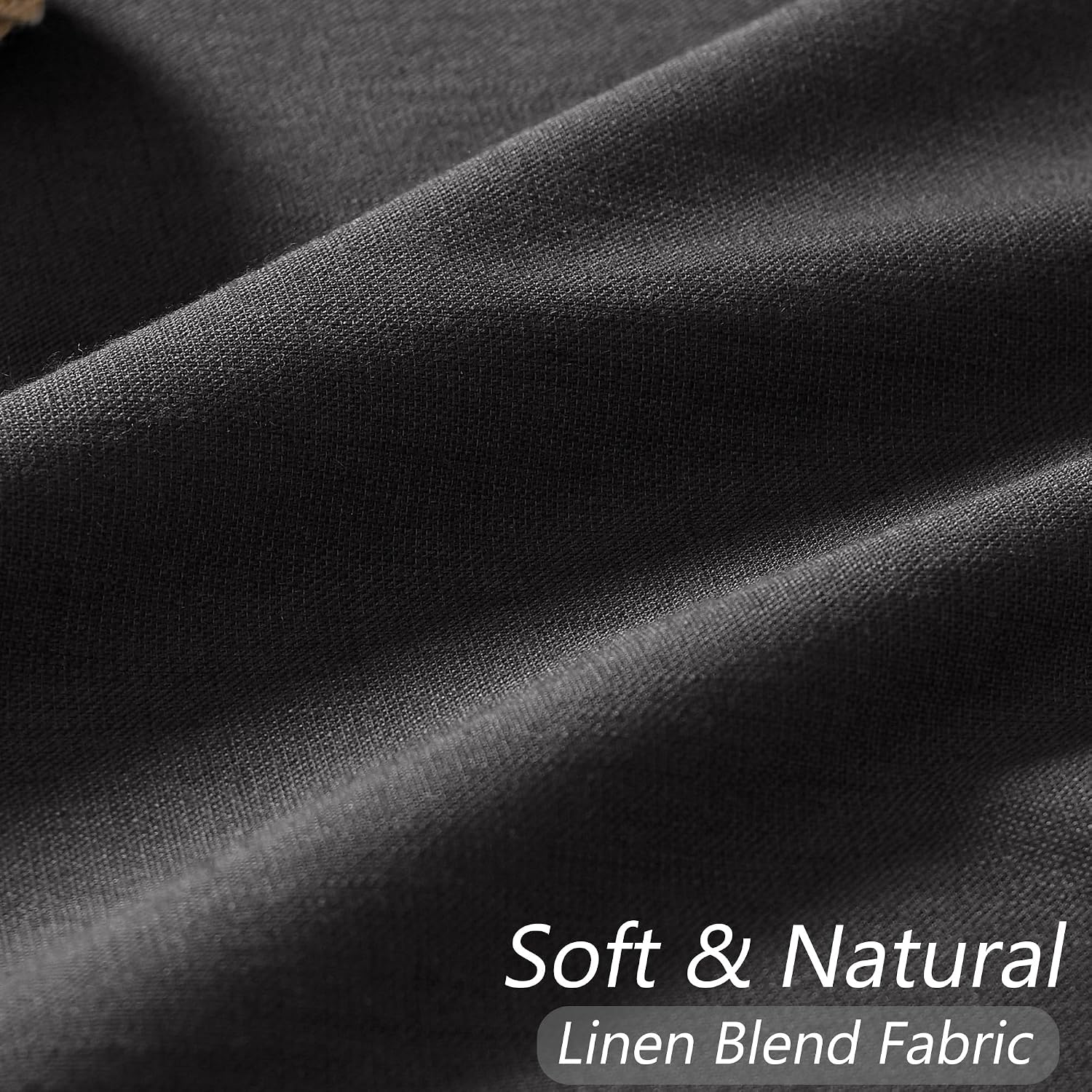 Guken Black 100% Blackout Curtains 84 Inch Length 2 Panels Set for Living Room Bedroom Back Tab Thermal Insulated Black Out Linen Drapes Ro…