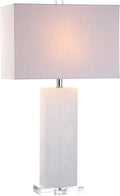 JONATHAN Y 27" White Alabaster Rectangular Table Lamp Contemporary Modern Bedside Nightstand Lamp for Living Room Bedroom with White…