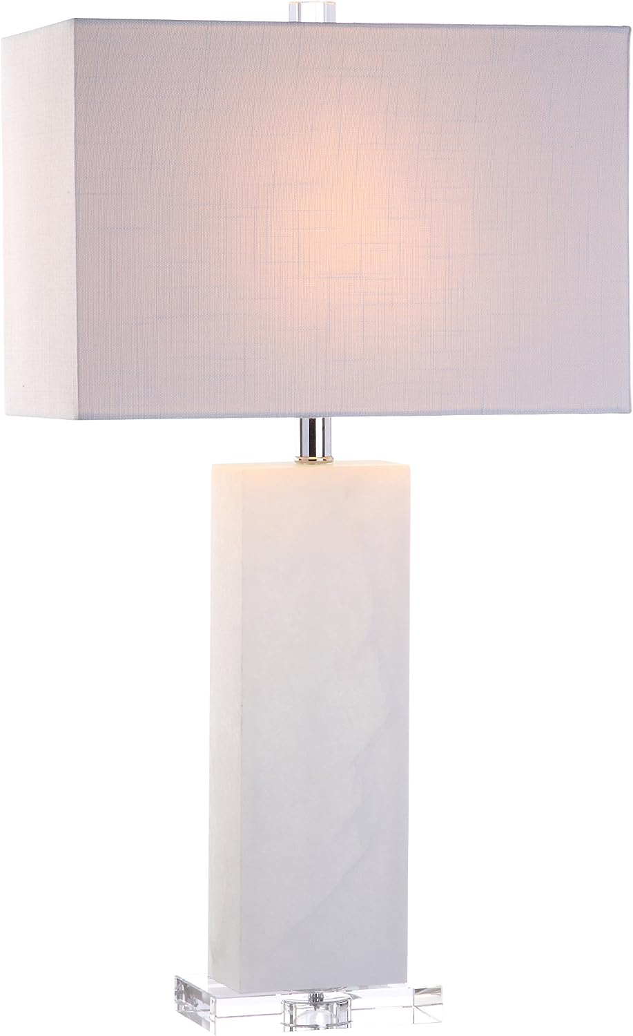 JONATHAN Y 27" White Alabaster Rectangular Table Lamp Contemporary Modern Bedside Nightstand Lamp for Living Room Bedroom with White…