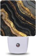 Black Gold Marble Night Lights Plug into Wall, Night Light with Dusk to Dawn Sensor for Bedroom Bathroom Kitchen Hallway Stairs…