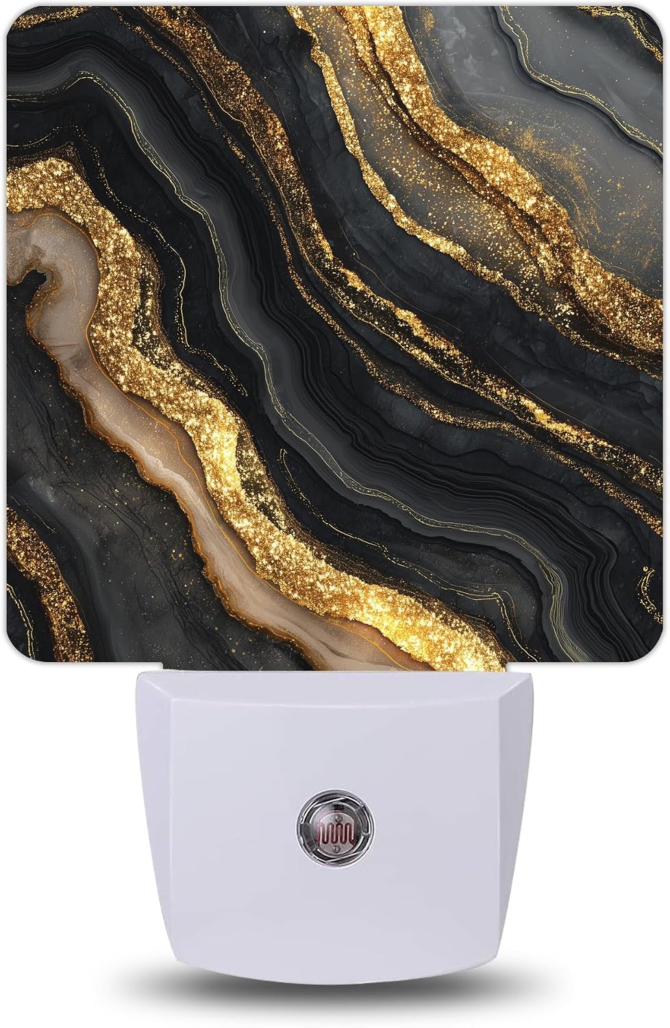 Black Gold Marble Night Lights Plug into Wall, Night Light with Dusk to Dawn Sensor for Bedroom Bathroom Kitchen Hallway Stairs…