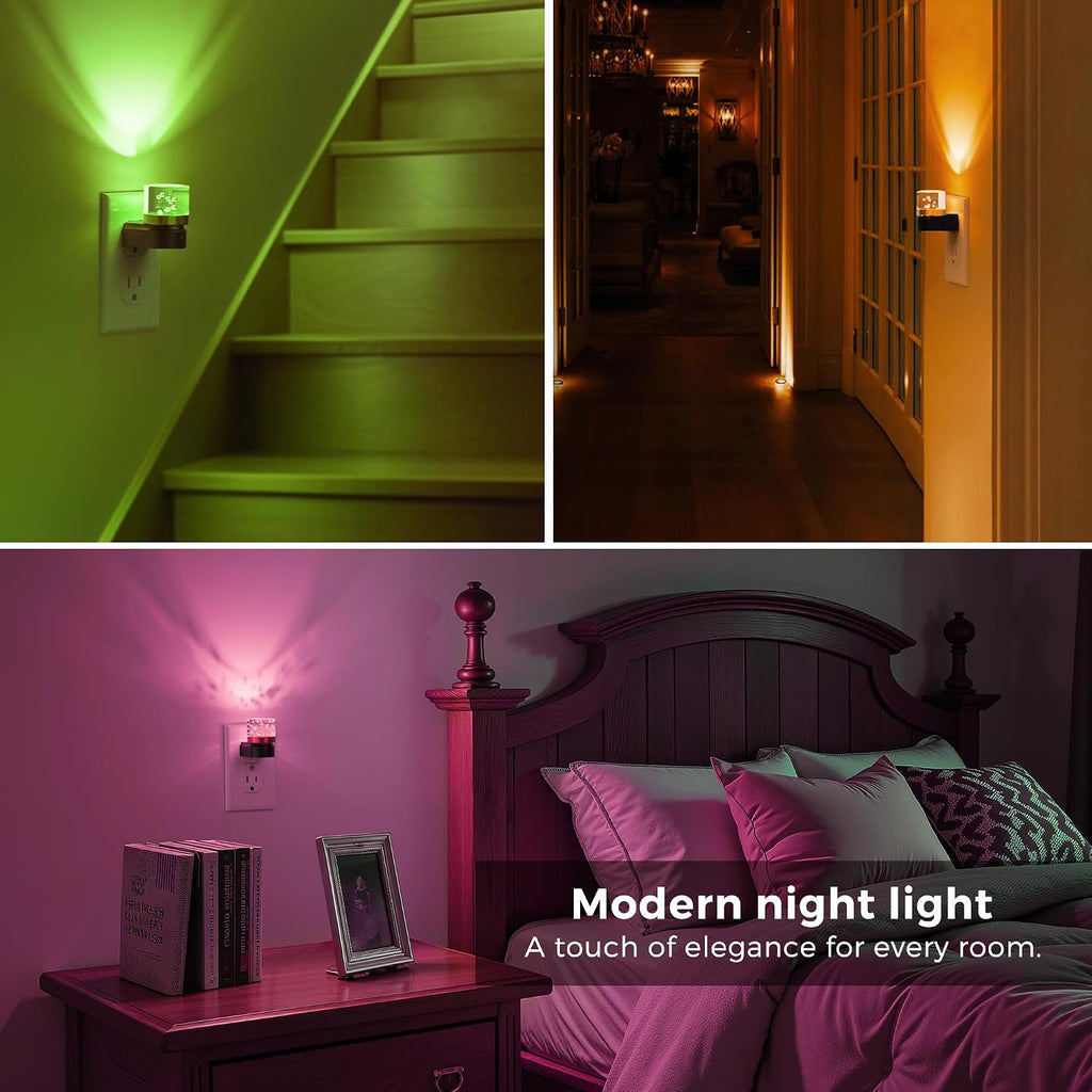 L LOHAS LED Night Light, Night Lights Plug into Wall, Color Changing Nursery Nightlight RGB with Dusk to Dawn Sensor, Nightlight Plug in…