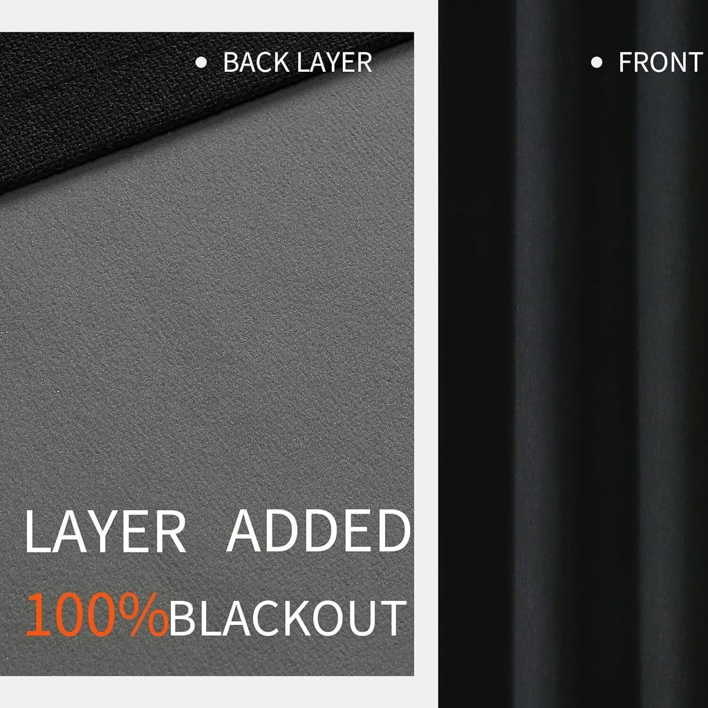 Joydeco Black Blackout Curtains 90 Inches Long, Curtains 90 Inch Length 1 Panel for Bedroom, Thermal Insulated Linen Black Out Curtains…