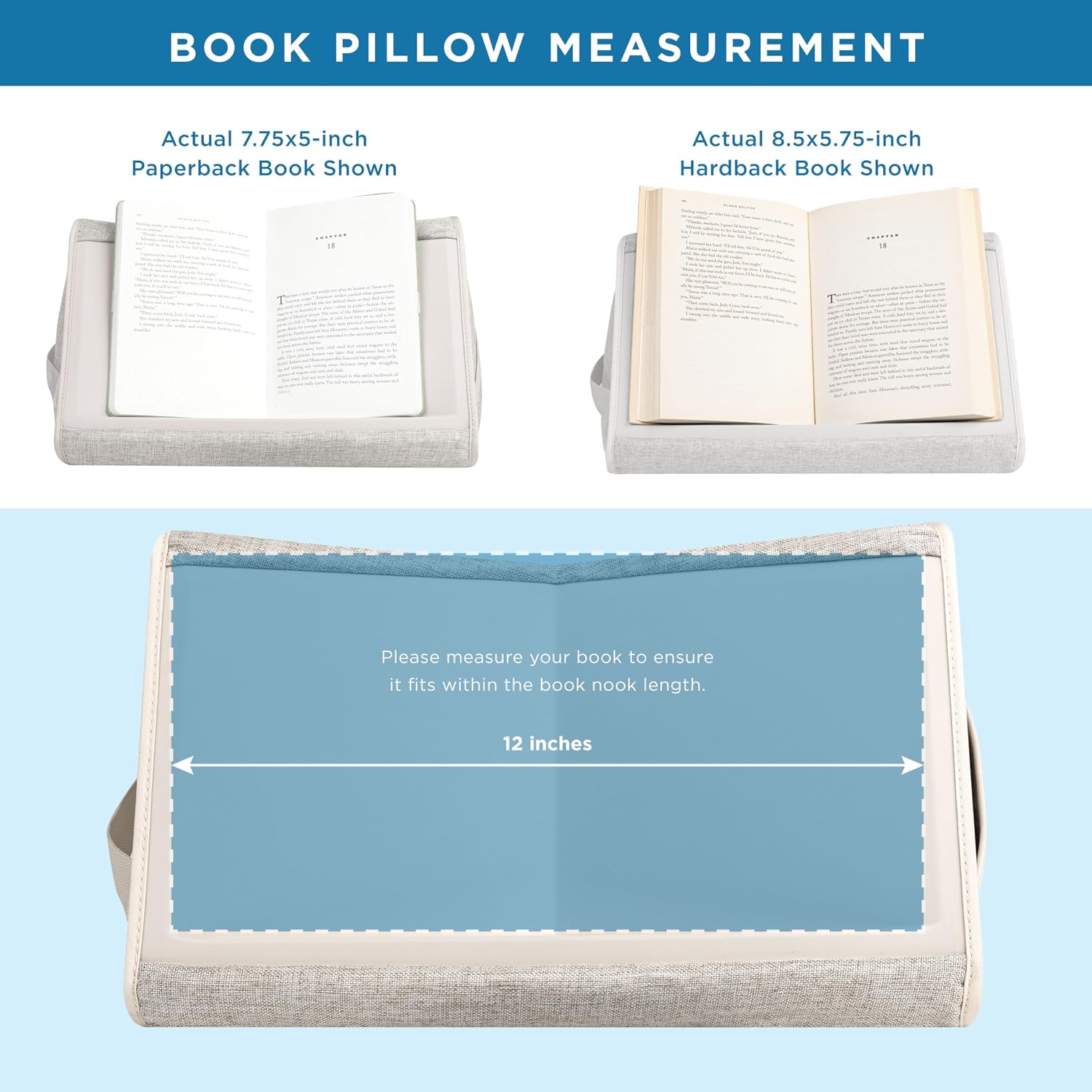 LAPGEAR Book Pillow – Lap Reading Cushion with Built-in Book Stand – Fits 6x9 Books & Similar Sizes – Almond – Style No. 33207